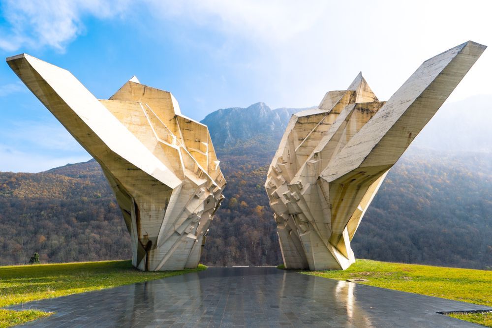 View in Tjentište Valley of Heroes Monument