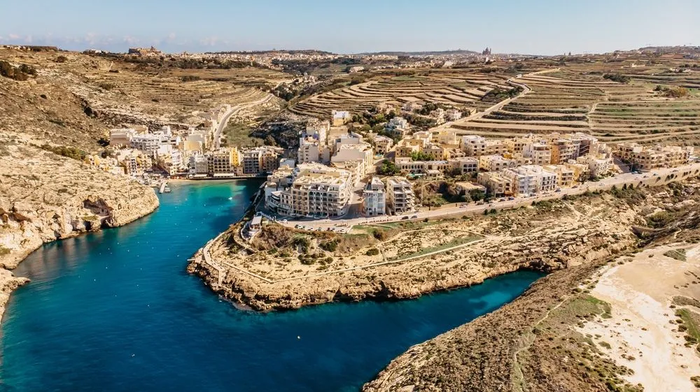 View in Xlendi Bay at Sunset
